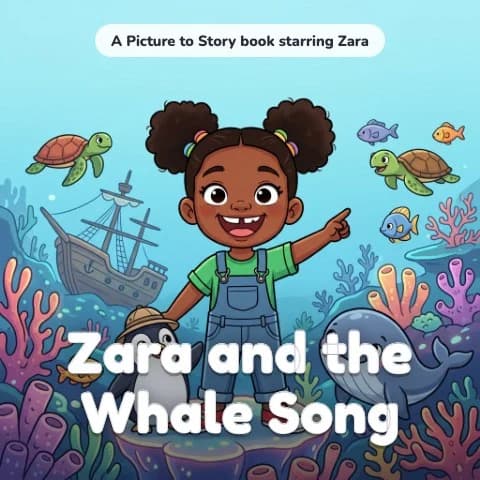 Cover of “Zara and the Whale Song”, a personalised picture book starring Zara